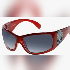Harley-Davidson Womens Willie G Skull Bling Sunglasses Ruby Red Like New